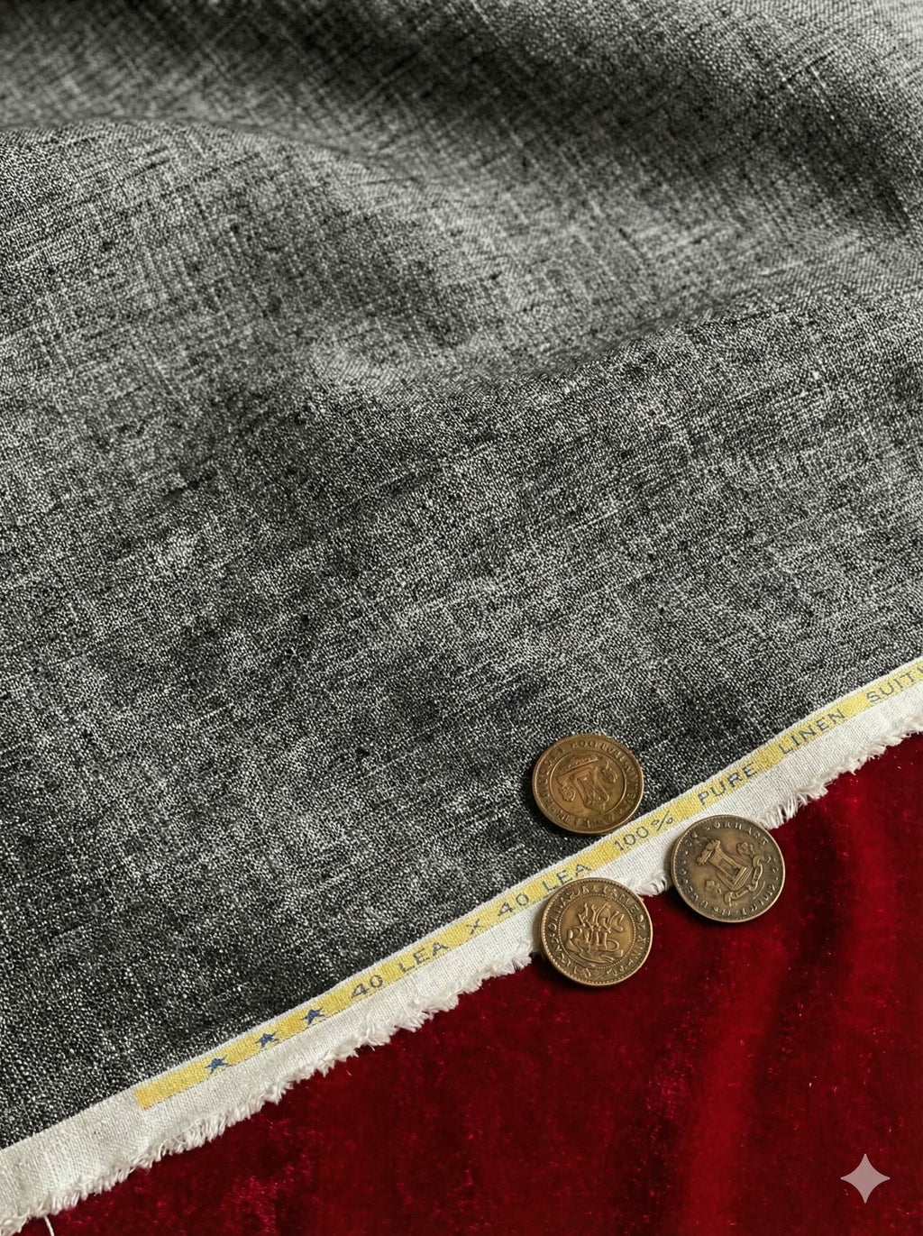 Denim Style Black Pure 100% Pure Linen Fabric for Blazers, Jackets and Pants (44 lea) (0% Cotton)