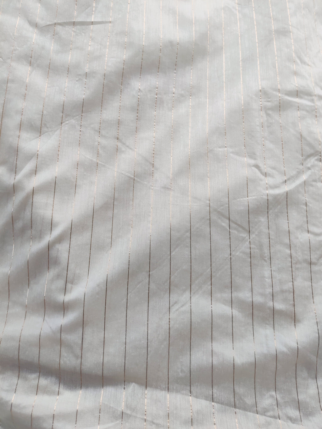 Golden striped white Chanderi Fabric