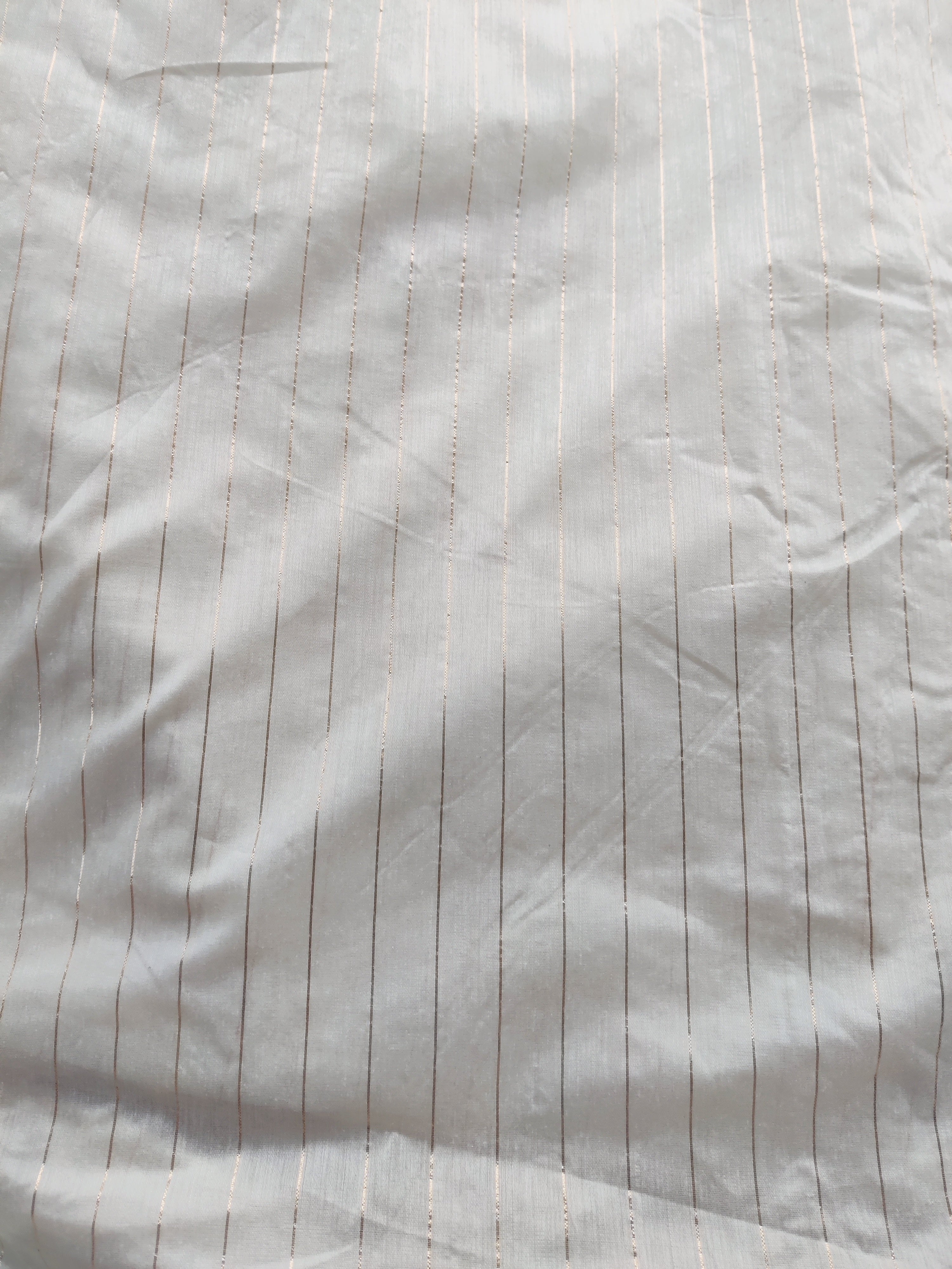Golden striped white Chanderi Fabric