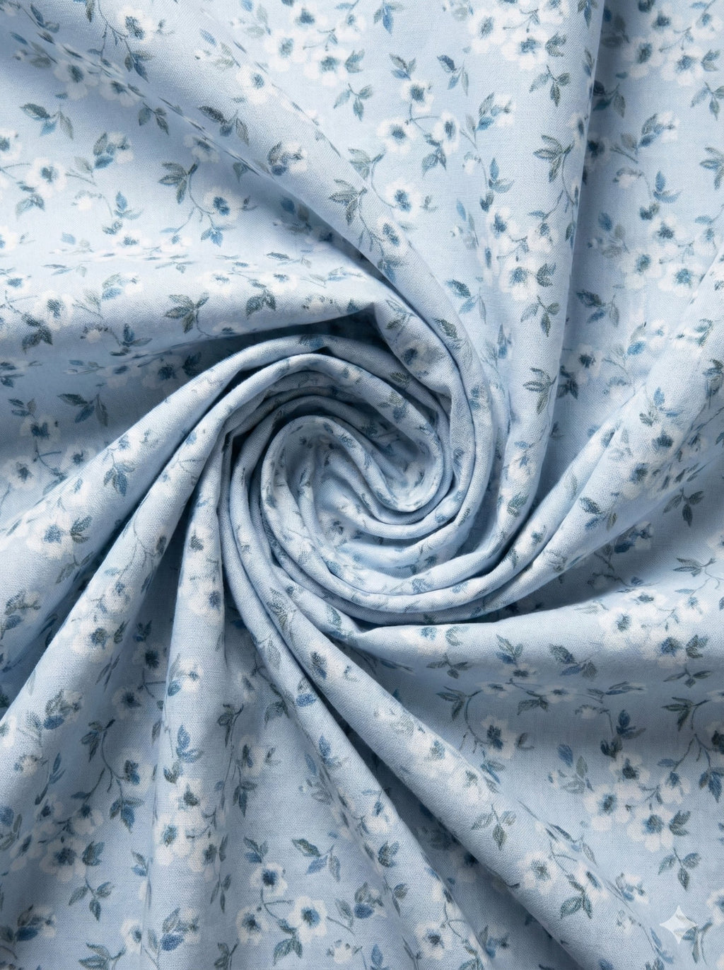 Cool Blue Glossy Floral Print 100% Pure Cotton Fabric