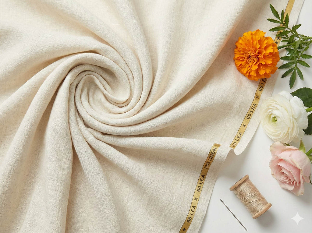Off-white 100% Pure Linen Fabric (0% Cotton)