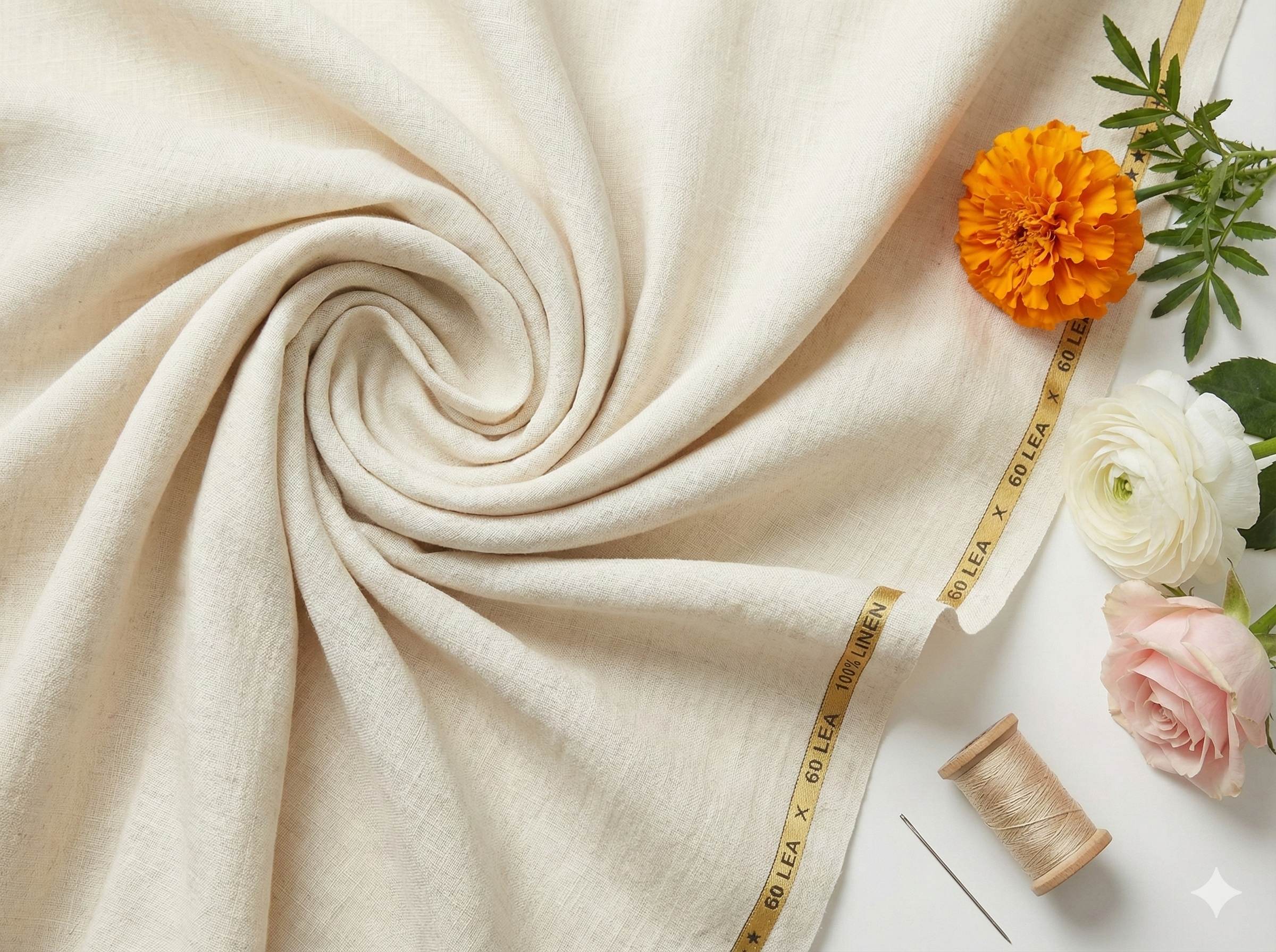 Off-white 100% Pure Linen Fabric (0% Cotton)