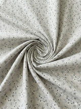 White Glossy Floral print pure cotton Fabric
