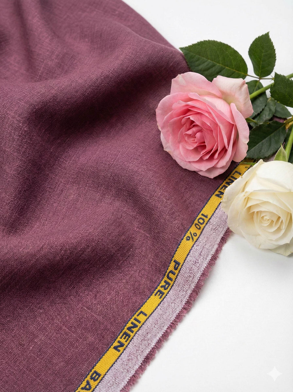 Burgundy Pink 100% Pure Linen Fabric 60 Lea (0% cotton)