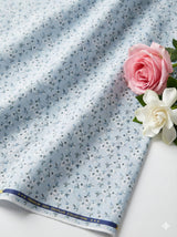 Cool Blue Glossy Floral Print 100% Pure Cotton Fabric