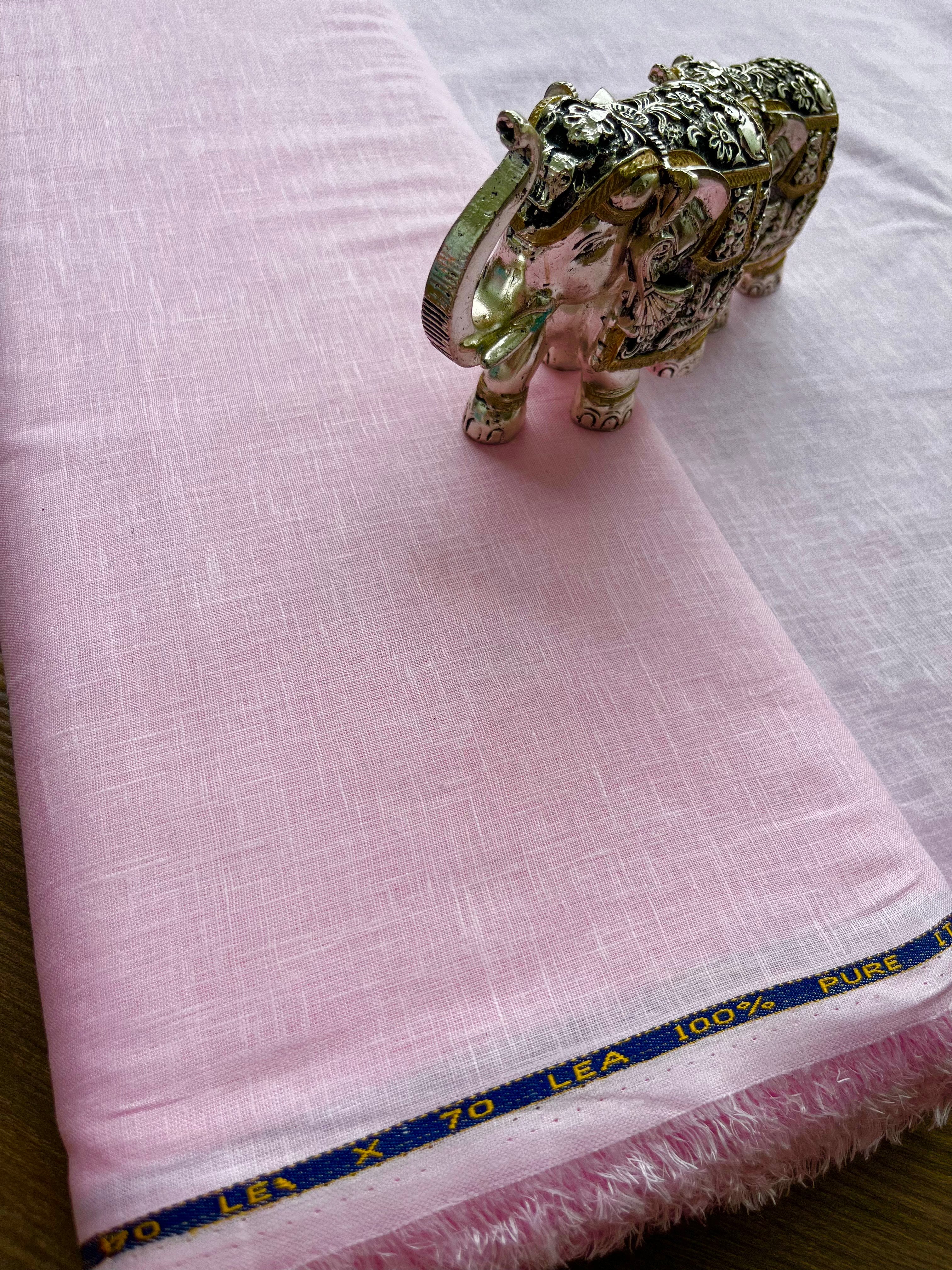 Pink 100% Pure Italian Cotton Linen Fabric (70 lea)