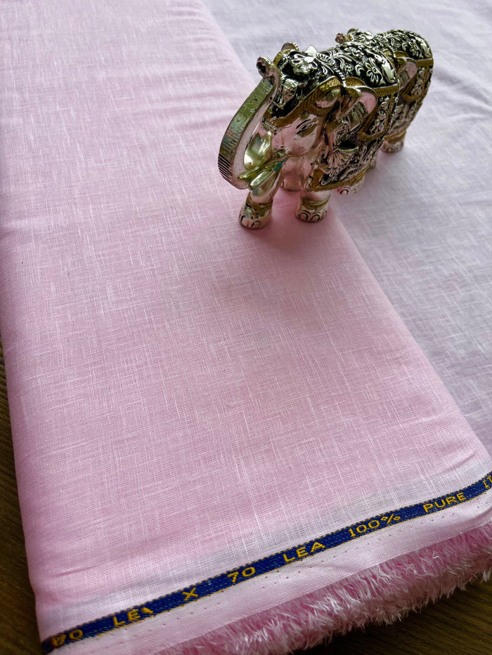 Pink 100% Pure Italian Cotton Linen Fabric (70 lea)