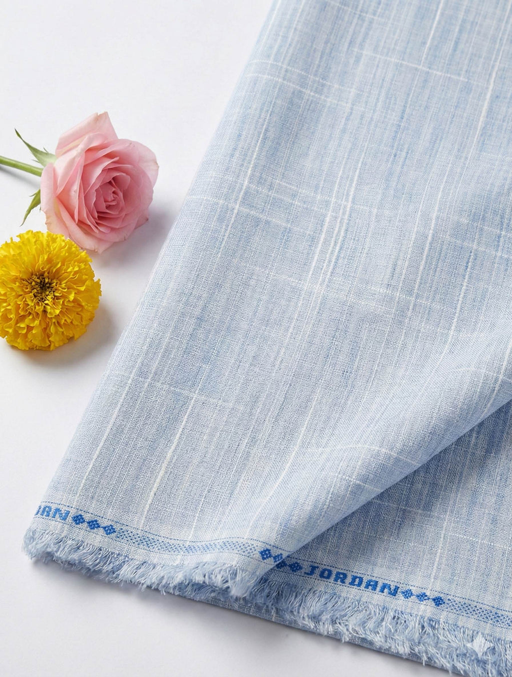 Light Blue & White Dual Color Cotton Linen Fabric (60 lea)