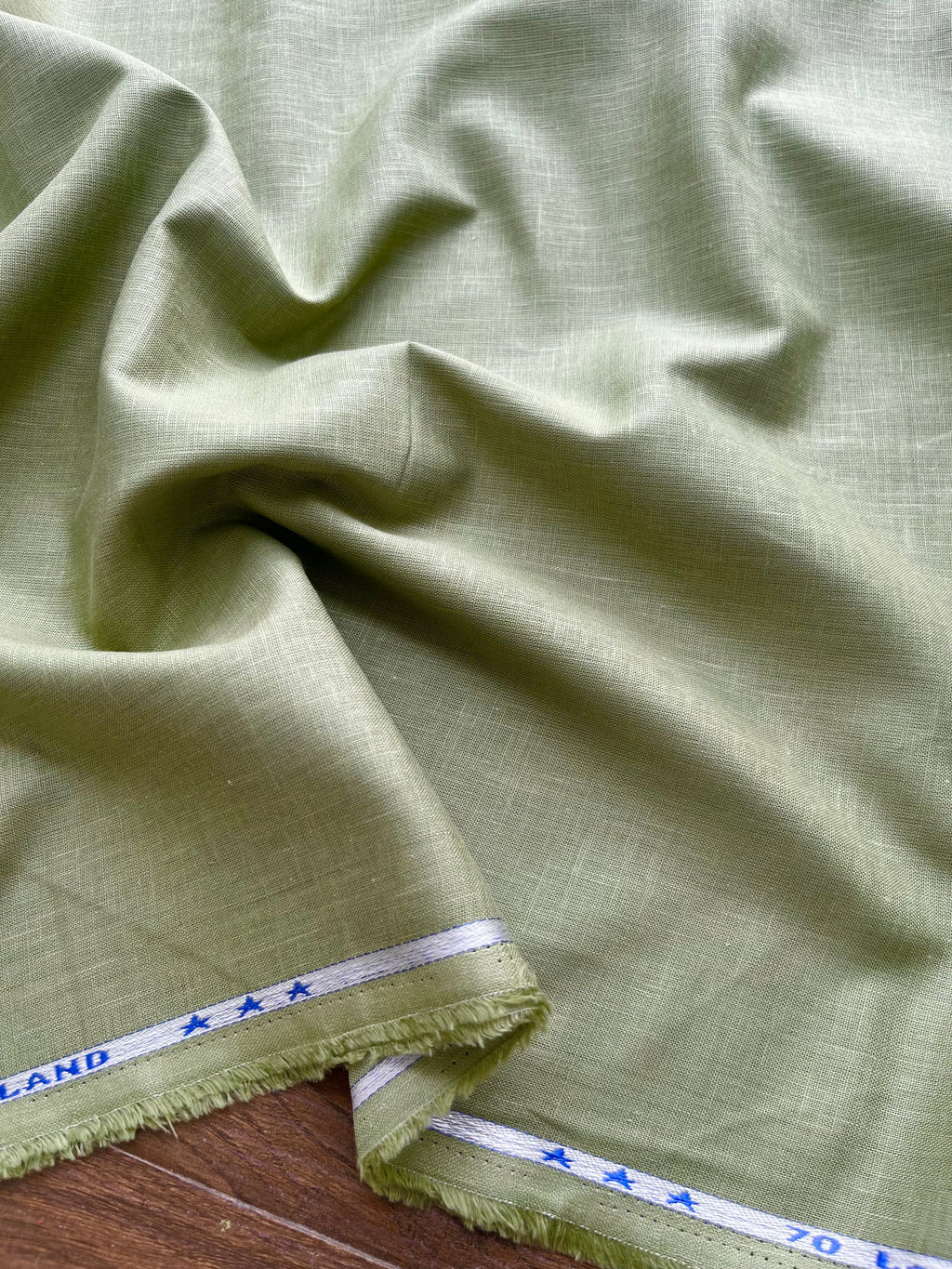 Olive Green 100% Pure Linen Fabric (70 lea)