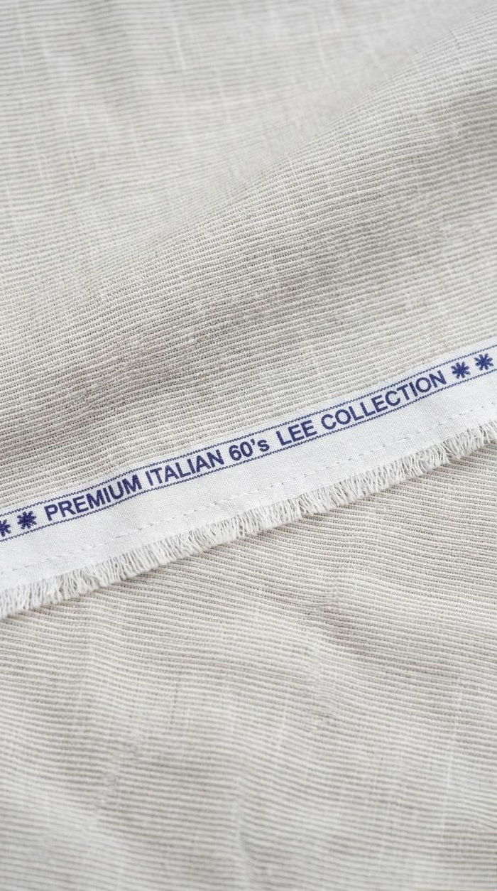 Khakee beige with white pinstripe Premium Cotton Linen Fabric