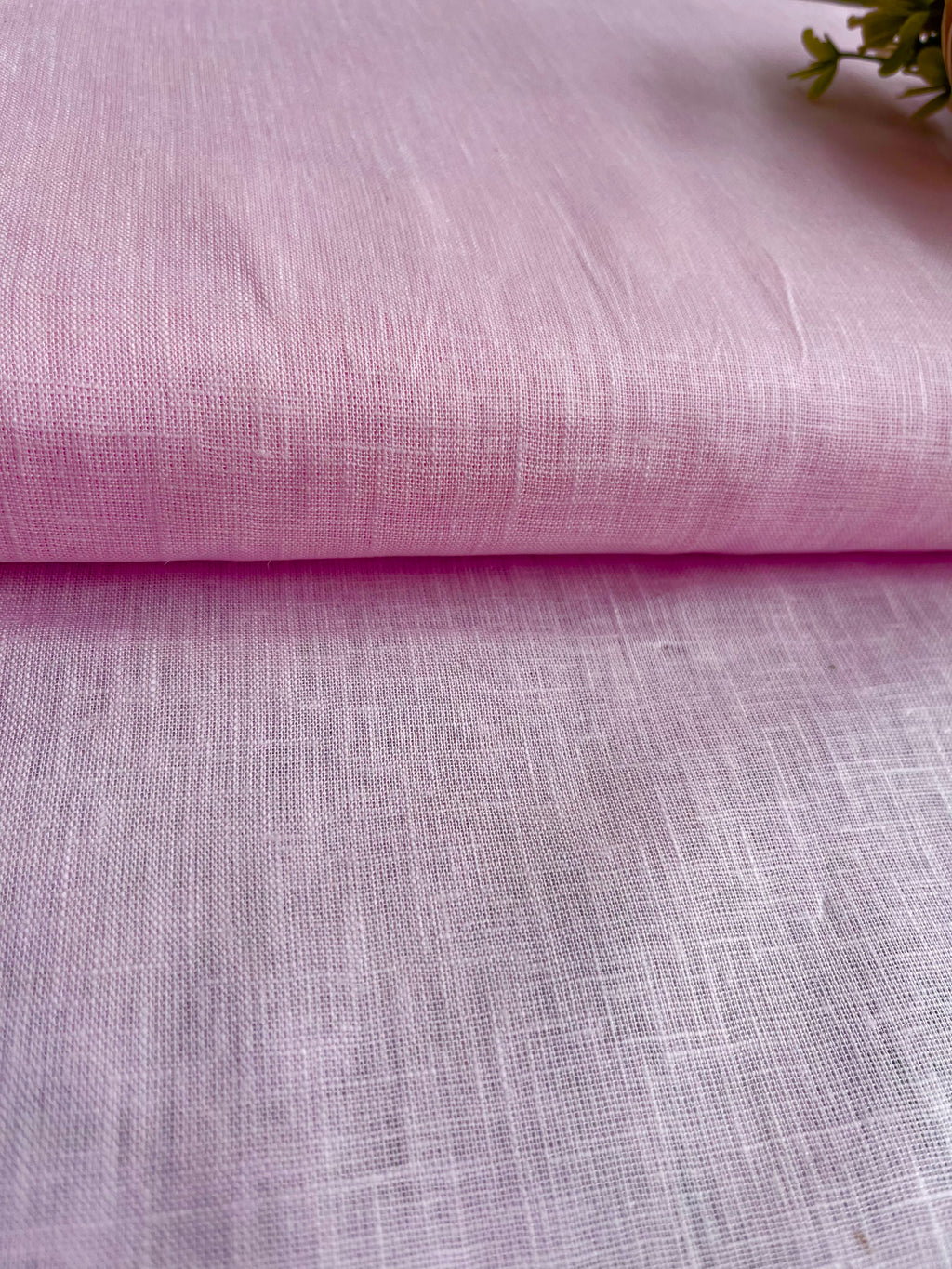 Pink 100% Pure Italian Cotton Linen Fabric (70 lea)