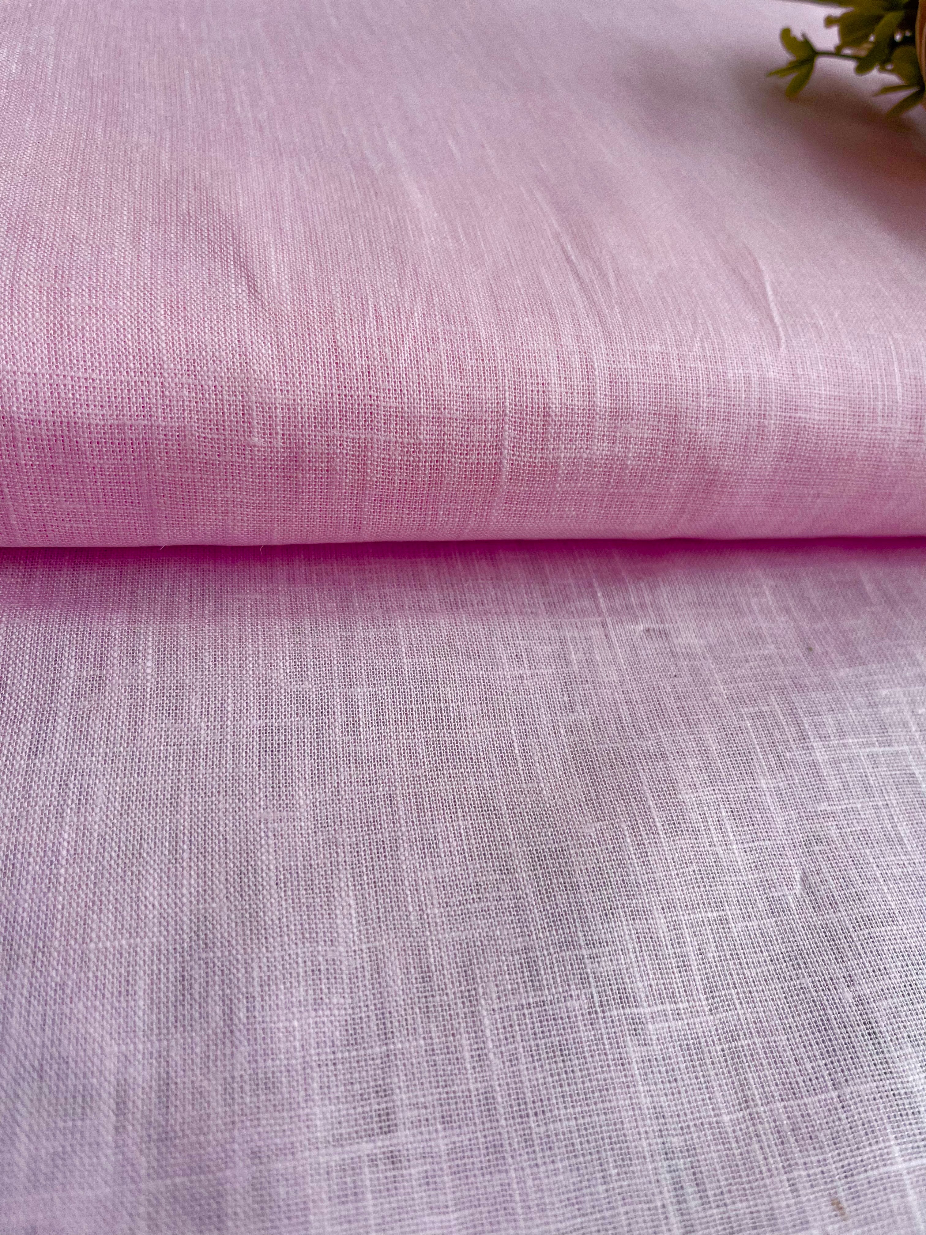 Pink 100% Pure Italian Cotton Linen Fabric (70 lea)