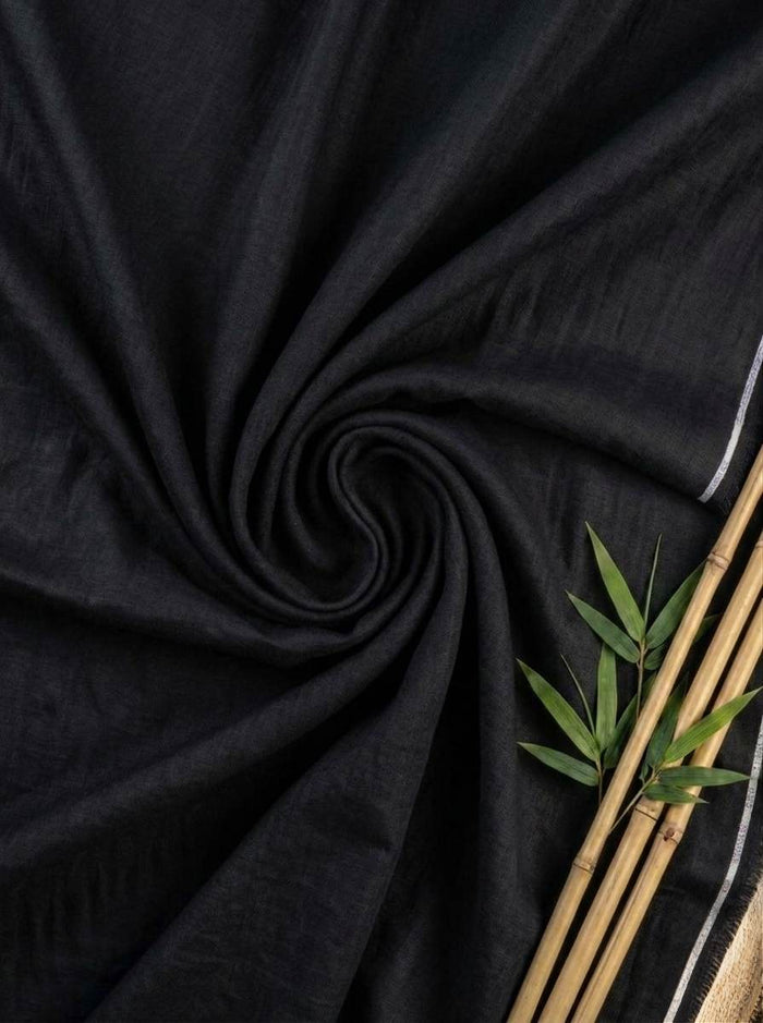 Black 100% Organic Bamboo Cotton Linen Fabric