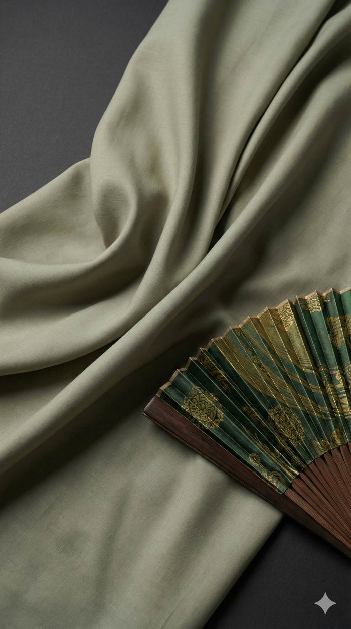 Ashy Green Imported Korean Cotton shirting Fabric