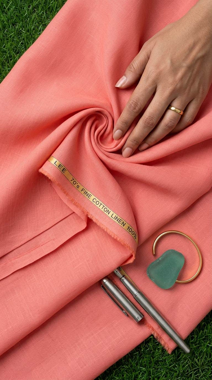 Premium Coral toned cotton linen fabric 60 lea