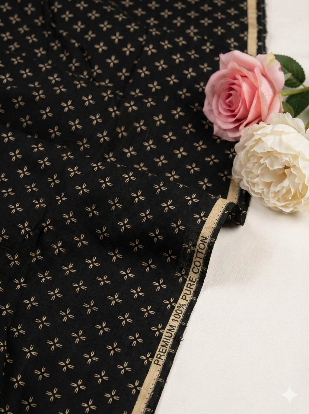 Black Printed Premium 100% Pure Cotton Fabric