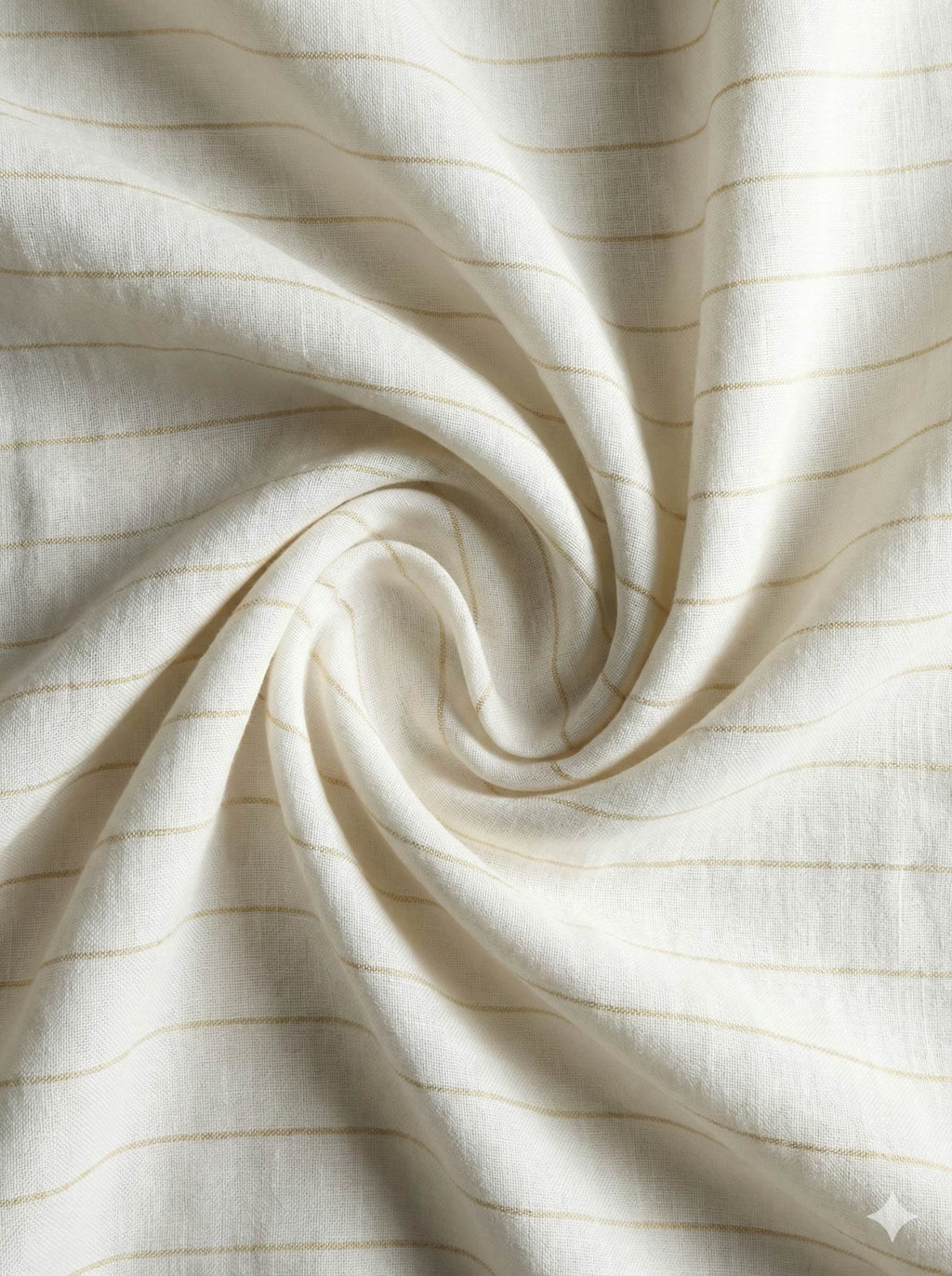 White cotton Linen with beige Thin stripes