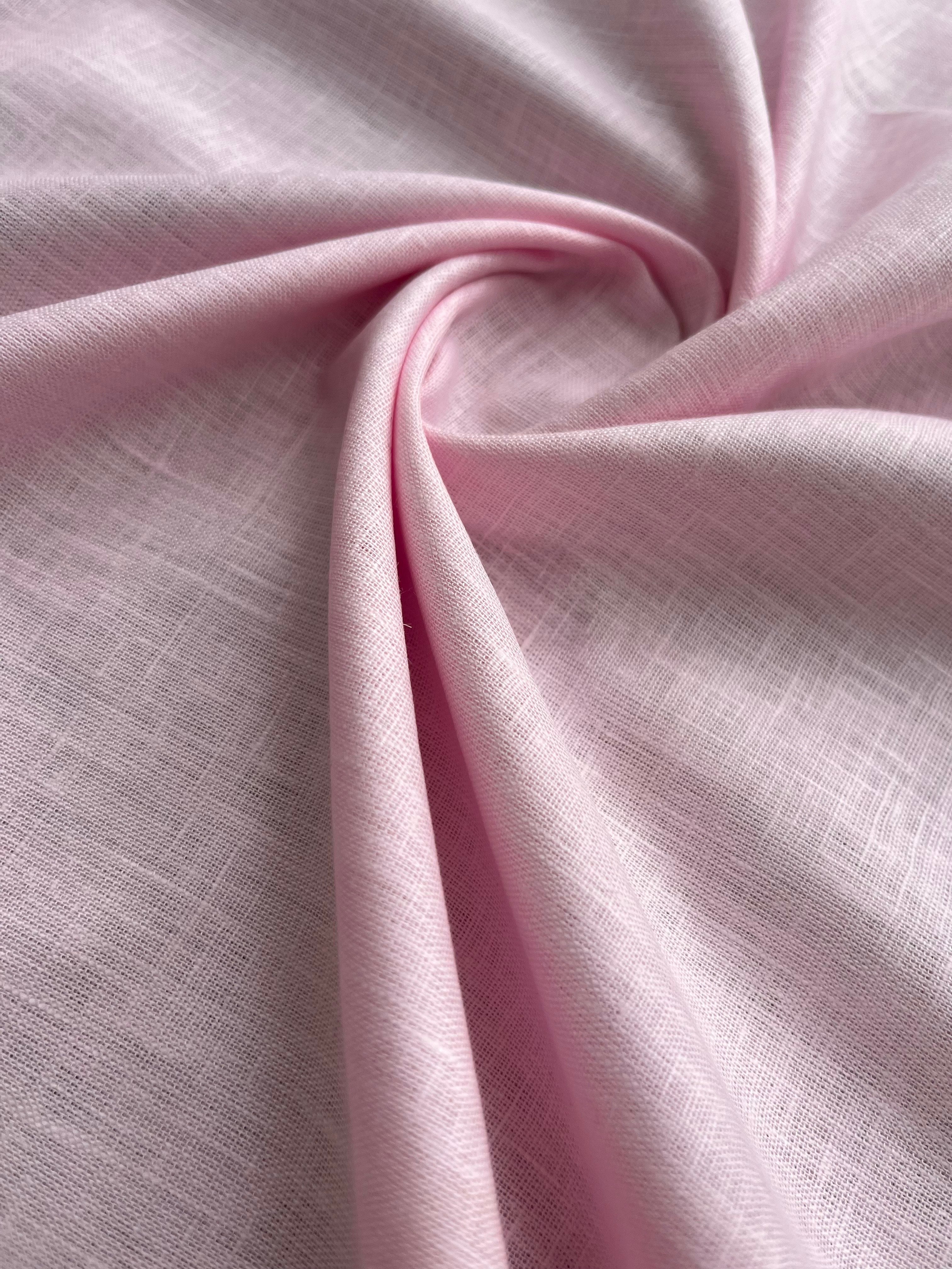 Pink 100% Pure Italian Cotton Linen Fabric (70 lea)
