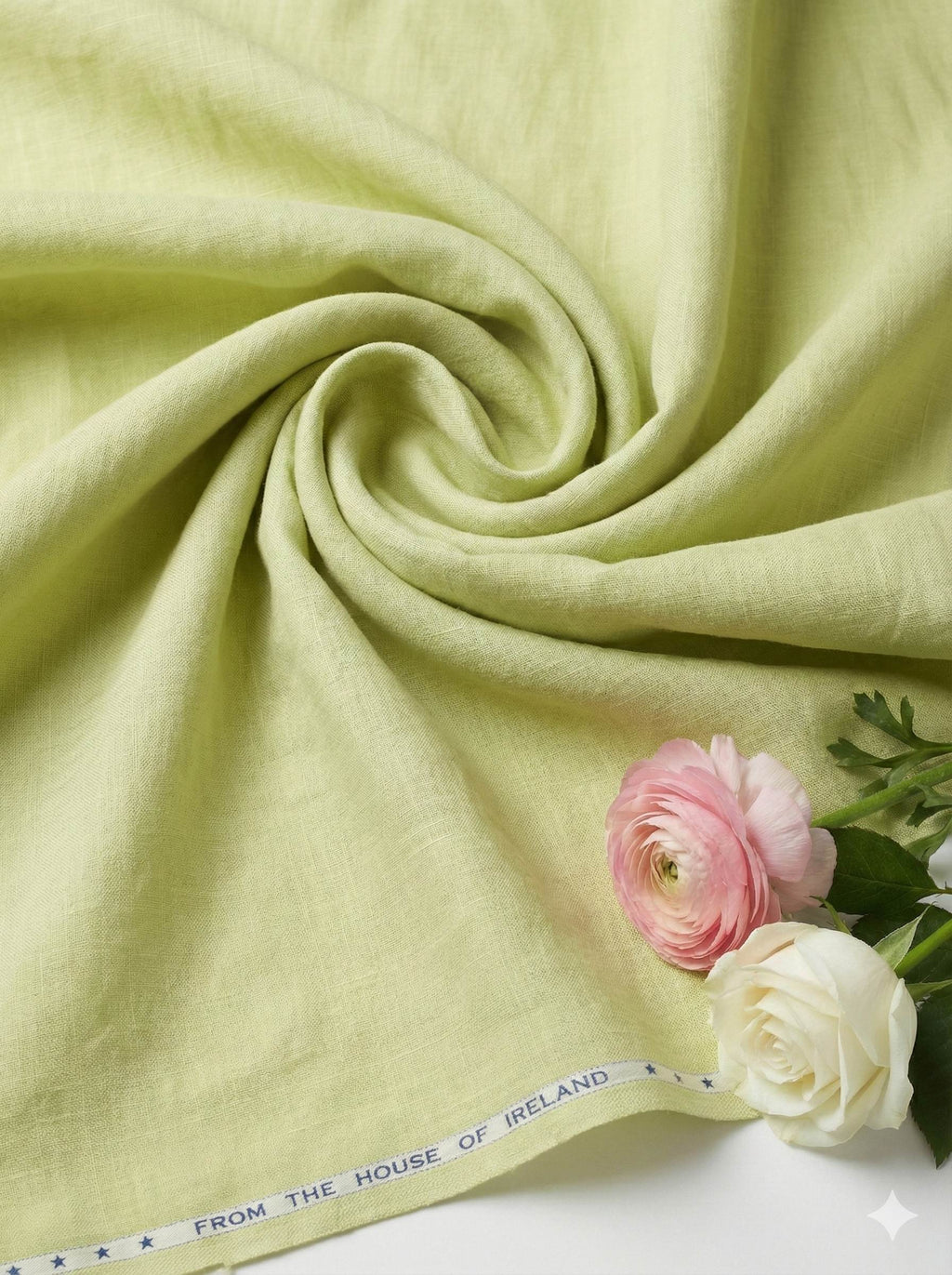 Light Green 100% Pure Cotton Linen Fabric (70 lea)