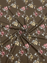 Brown Glossy Digital print Pure cotton Fabric