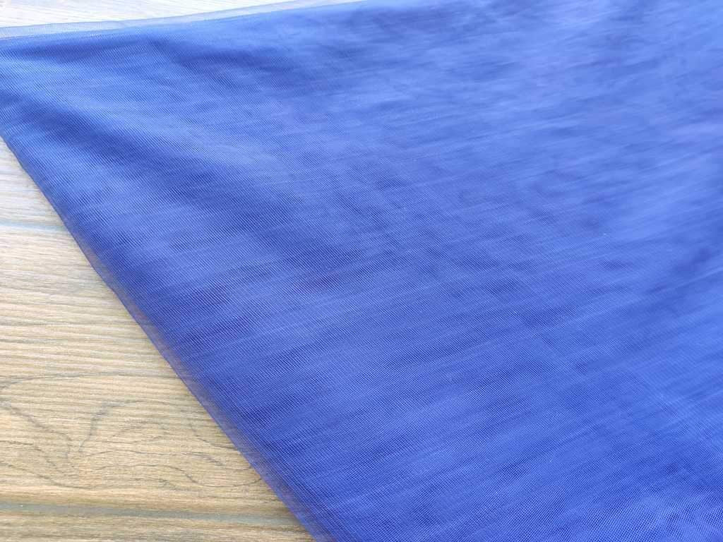 Pastel Royal Blue Plain Net Fabric