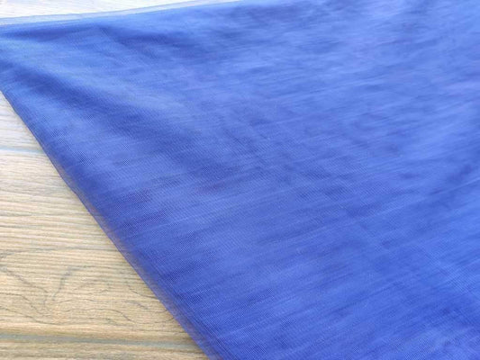 Pastel Royal Blue Plain Net Fabric
