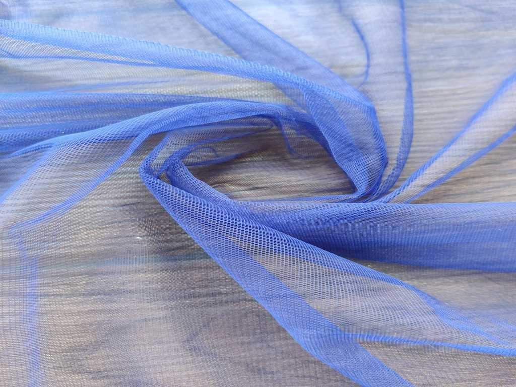 Pastel Royal Blue Plain Net Fabric