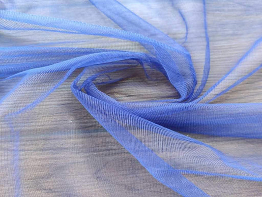 Pastel Royal Blue Plain Net Fabric