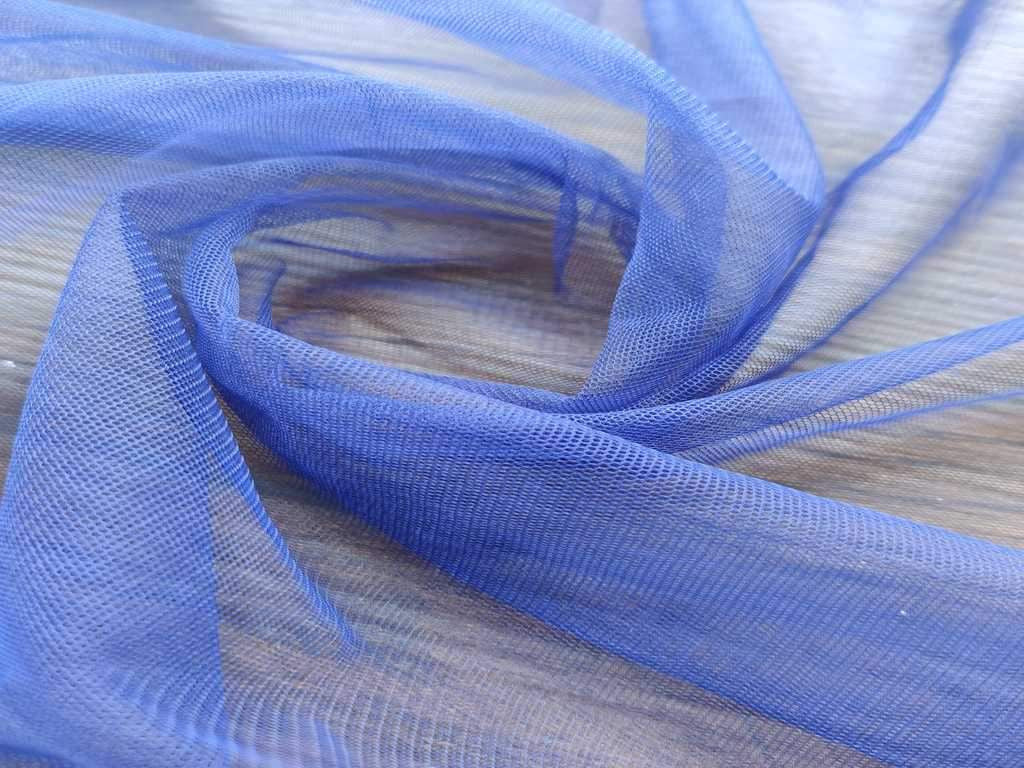 Pastel Royal Blue Plain Net Fabric