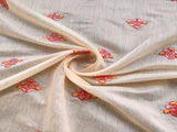 Yellow Motifs Embroidered Chanderi Fabric